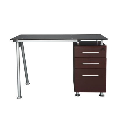 Tempered Glass Top Computer Desk with Storage