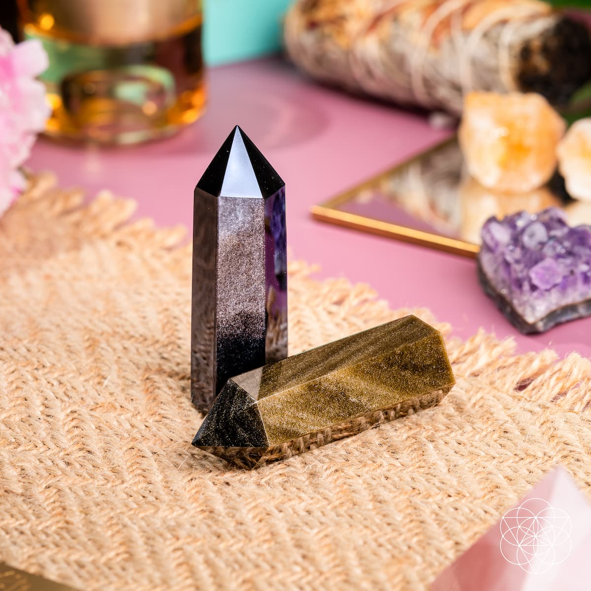 The Upper Hand – Gold & Silver Sheen Obsidian Points - Lumina Home