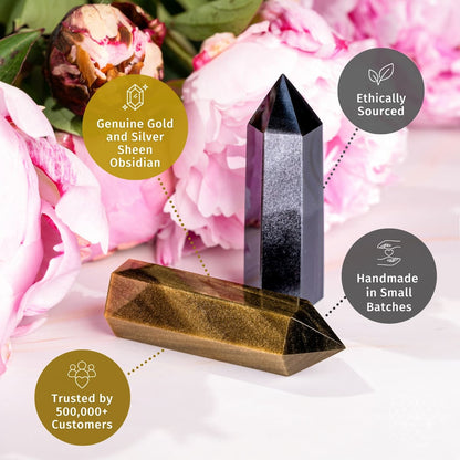 The Upper Hand – Gold & Silver Sheen Obsidian Points - Lumina Home