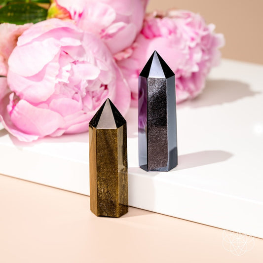 The Upper Hand – Gold & Silver Sheen Obsidian Points - Lumina Home