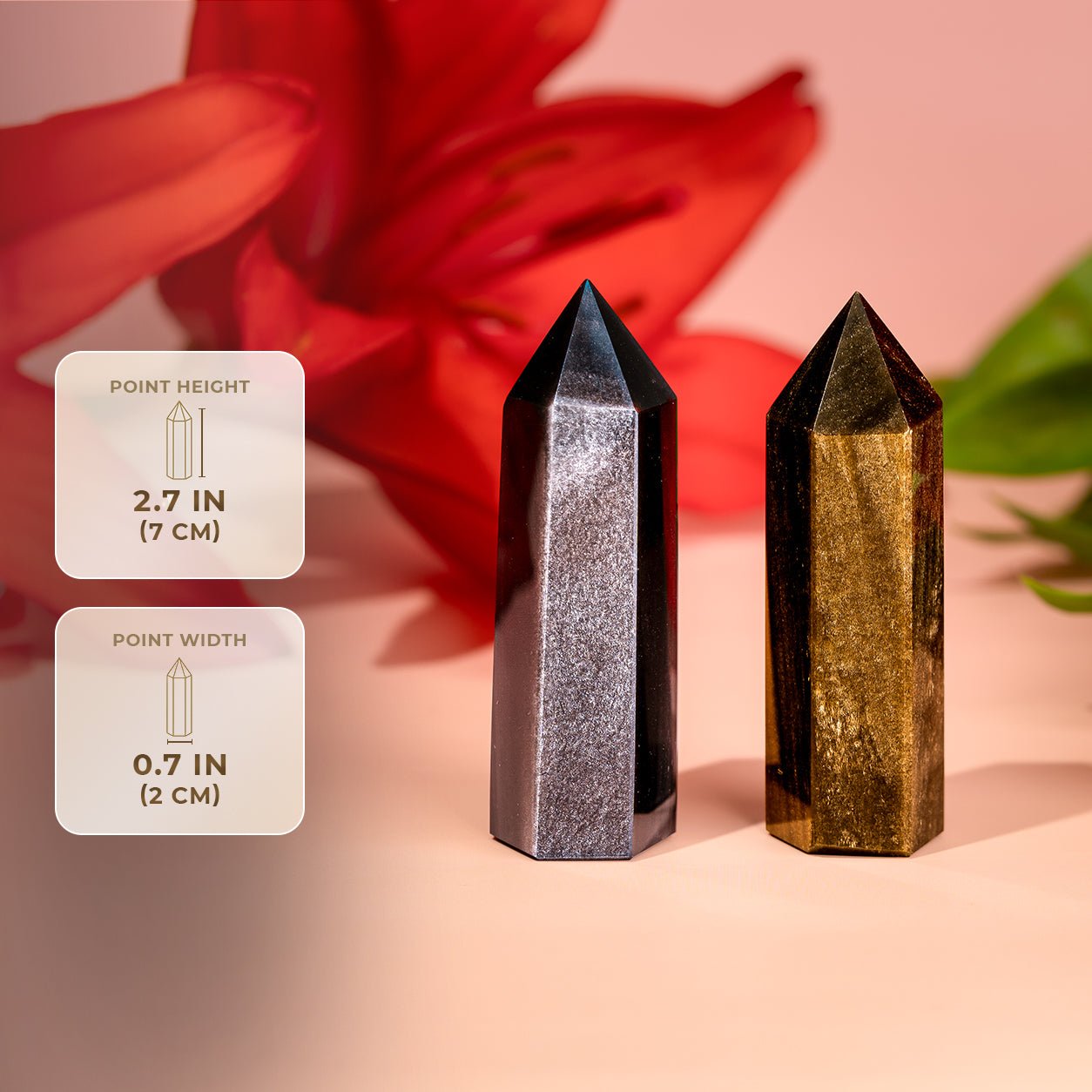 The Upper Hand – Gold & Silver Sheen Obsidian Points - Lumina Home