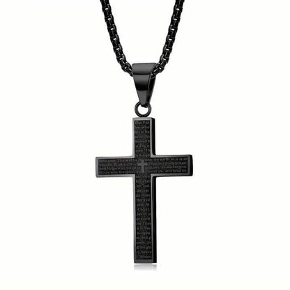Titanium Steel Cross Prayer Pendant Necklace