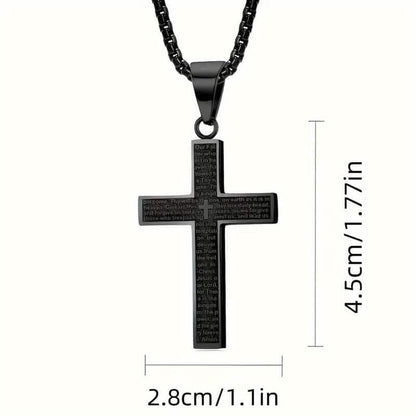 Titanium Steel Cross Prayer Pendant Necklace