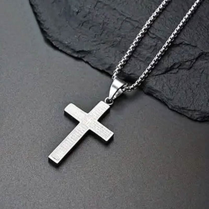 Titanium Steel Cross Prayer Pendant Necklace