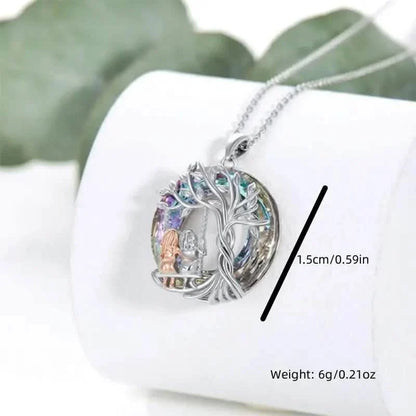 To My Granddaughter, Tree Of Life Sisters On The Swing Pendant Necklace