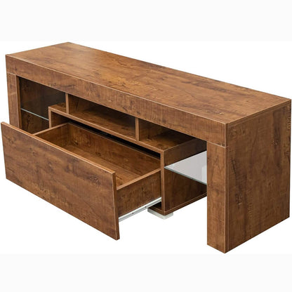 TV Stand with LED Lights Open Shelf Console Storage Table
