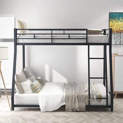 Twin Over Full Low Bunk Bed with Ladder
