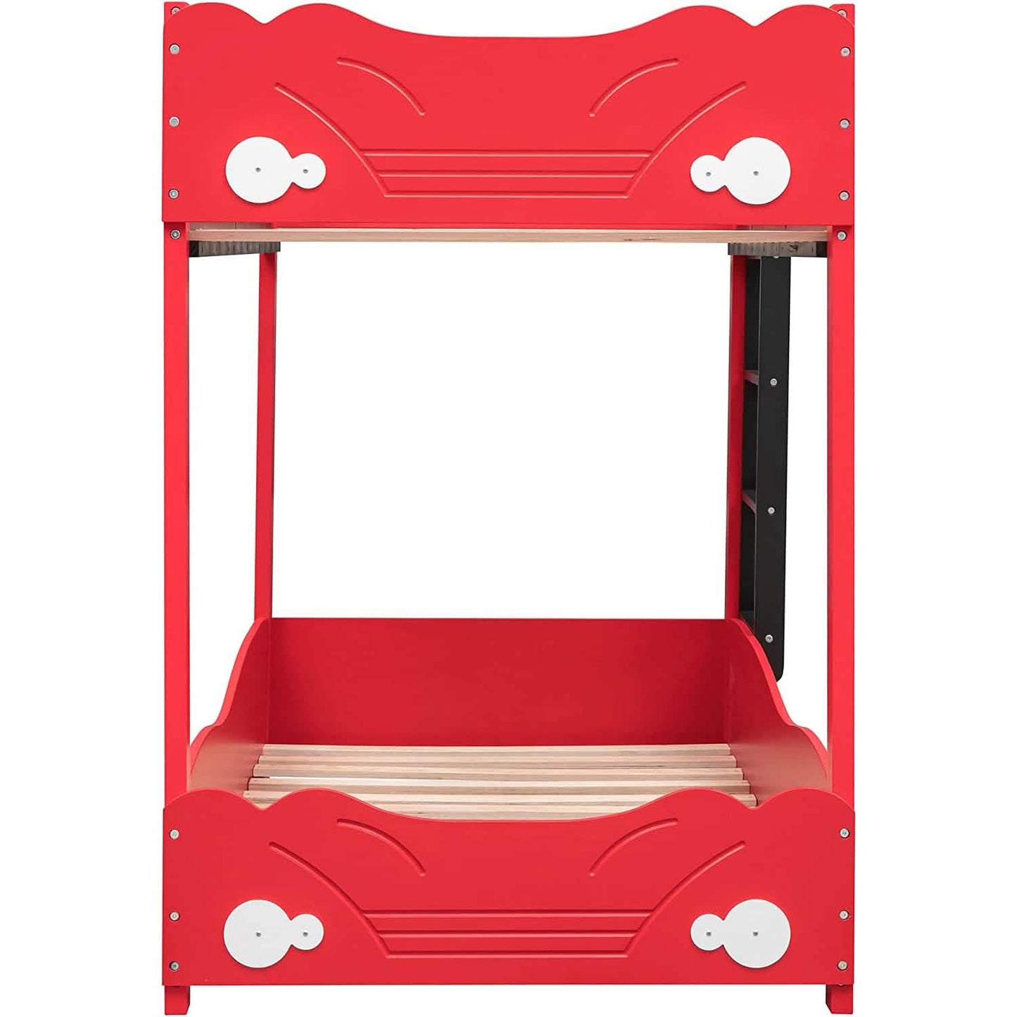 Twin Size Car-Shaped Bunk Bed with Wheels