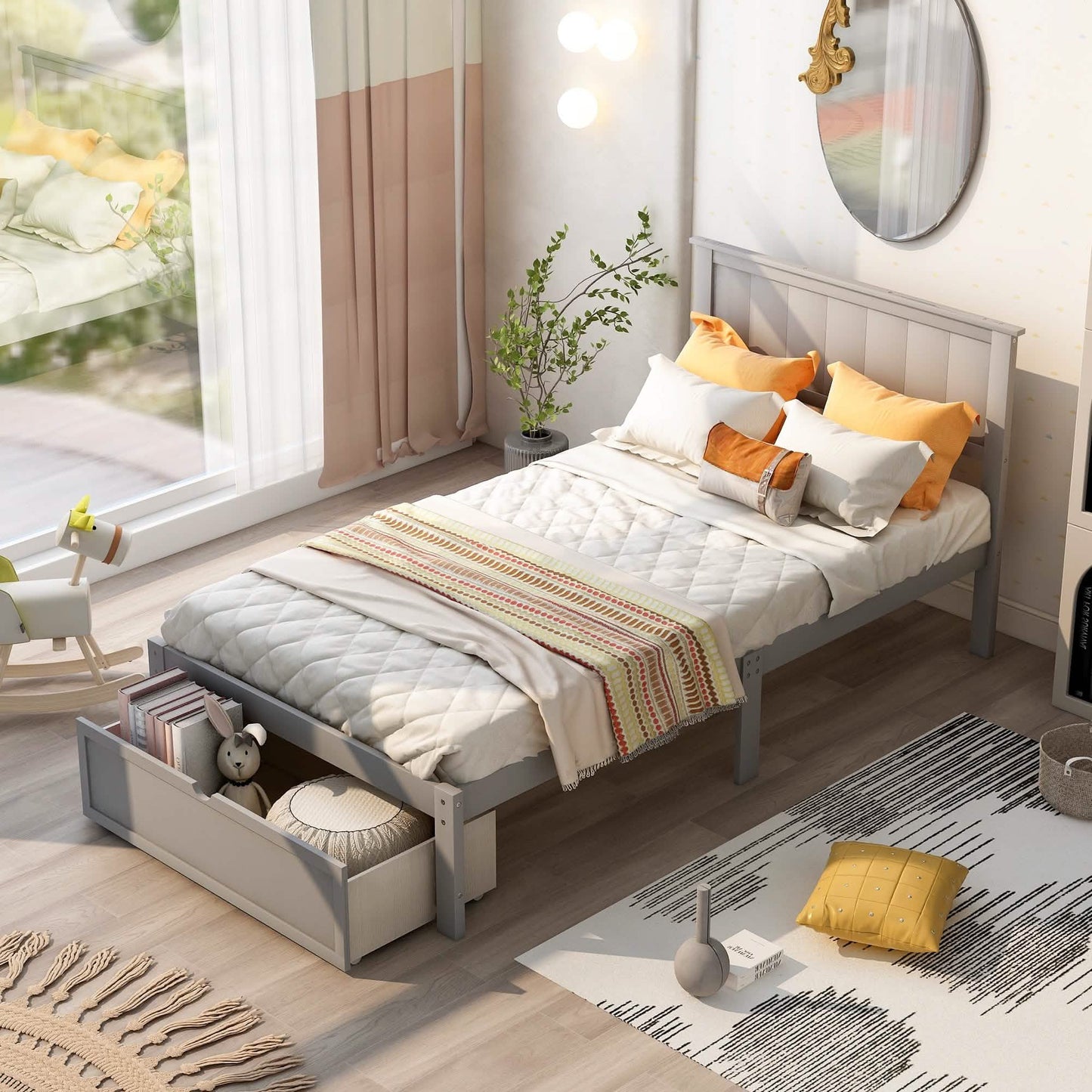 Twin Size Platform Bed with Storage