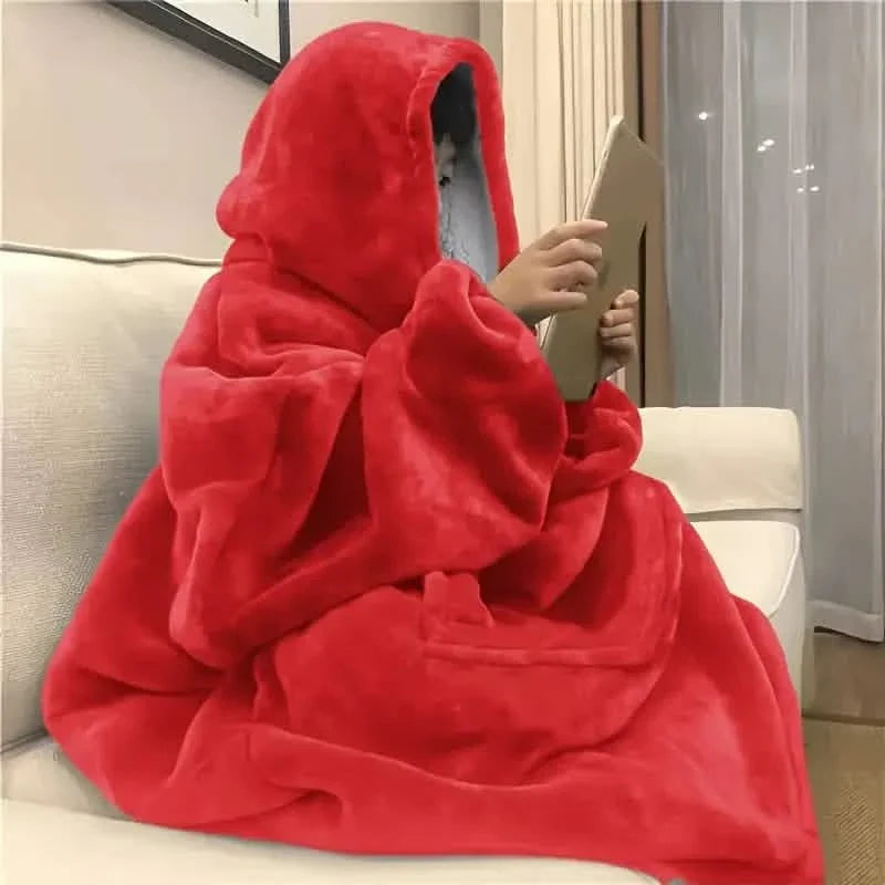 Ultra-Soft Sherpa Fleece Hoodie Blanket - Cozy Oversized Wearable Snuggle Sweatshirt