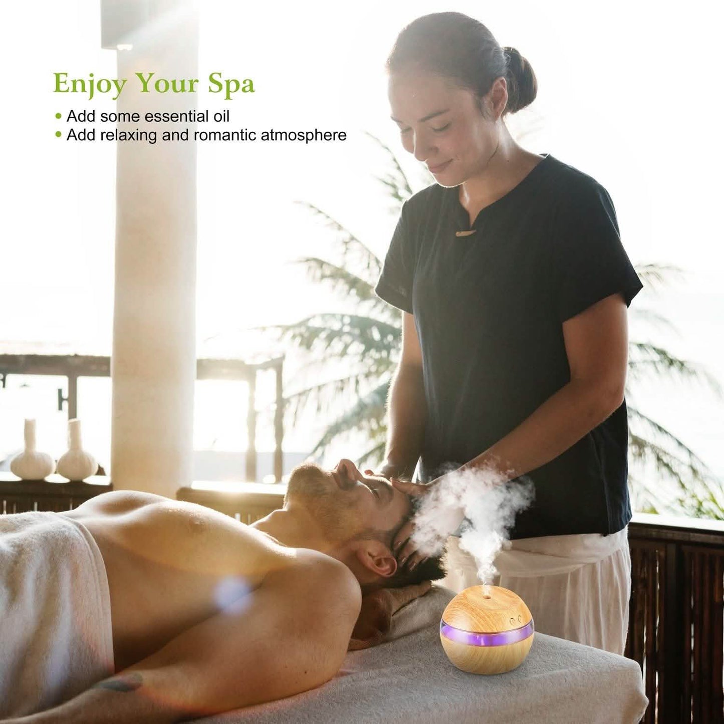 Ultrasonic Aroma Essential Oil Diffuser Wood Grain