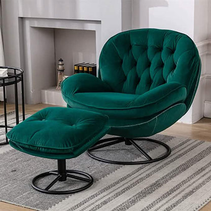 Velvet Swivel Accent Chair with Ottoman Set