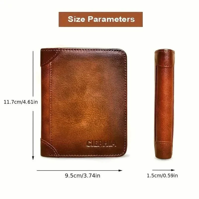 Vintage Style Men's RFID Blocking Wallet Large Capacity with Multiple Card Slots