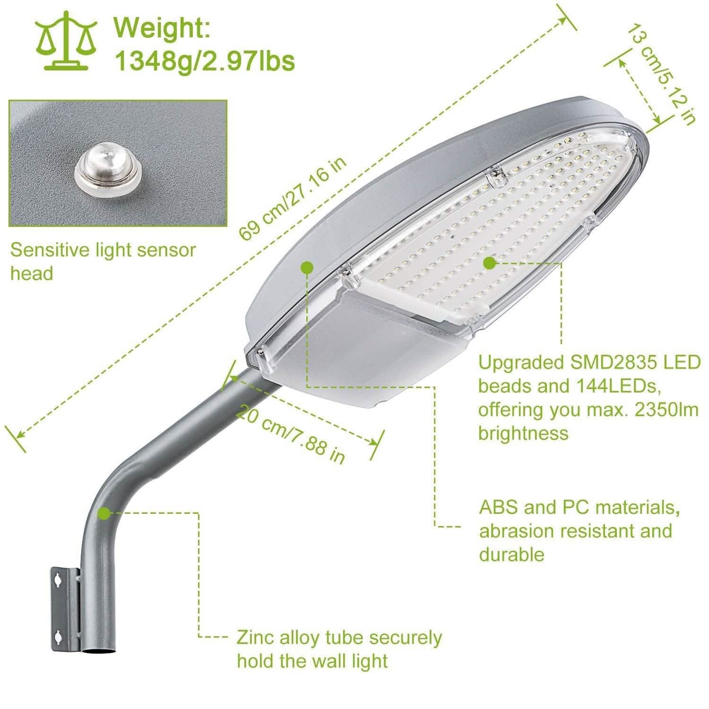 Wall Pack LED Lights 144LEDs Photocell Sensor Street Lamp IP65 Waterproof