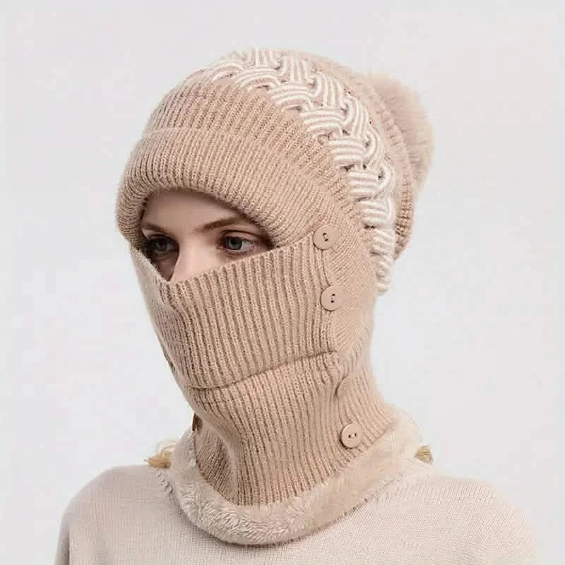 Warm Knitted Beanie Hat and Neck Warmer Set