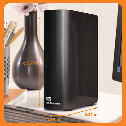 WD 16TB Elements Desktop External Hard Drive, USB 3.0 for Plug-and-Play Storage  (Refurbished)