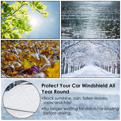 Windshield Protector Against Ice Sun Fit for Small Mid SUVs with Anti-theft Flaps