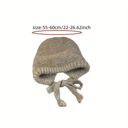 Winter Wool Knitted Hat Unisex Winter Striped Beanie with Ear Flaps