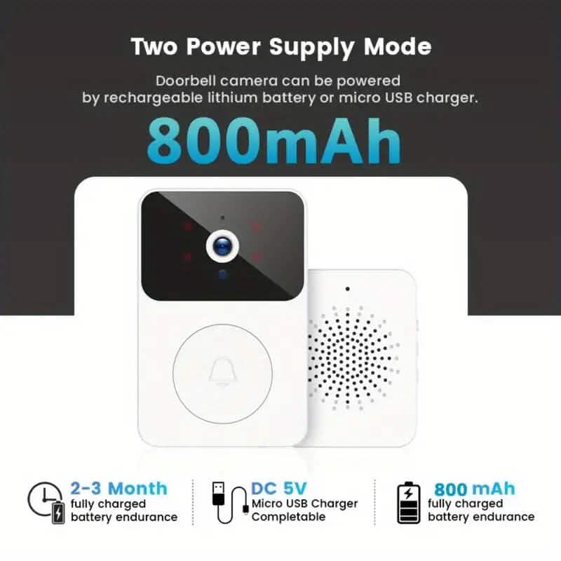 Wireless Smart Video Doorbell Camera with Night Vision and Motion Alerts
