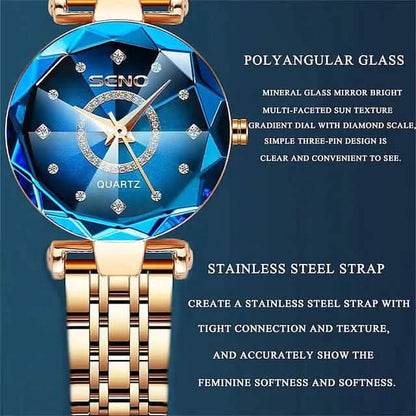 Women Golden and Silver Classic Quartz Watch