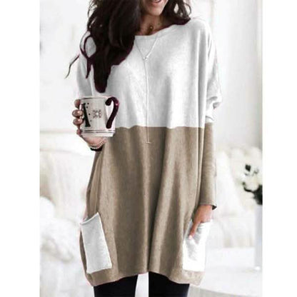 Women Long Sleeve Casual Pocket T-Shirt Loose Plus Size Top Blouse
