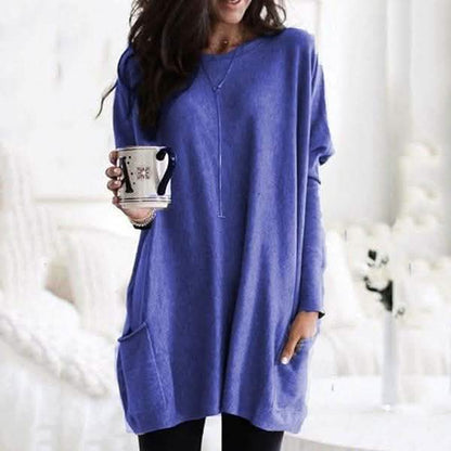 Women Long Sleeve Top Casual Pocket T-Shirt