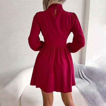 Women's A Line Turtleneck Mini Dress