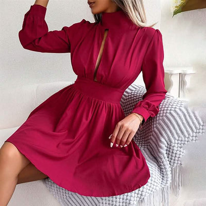 Women's A Line Turtleneck Mini Dress
