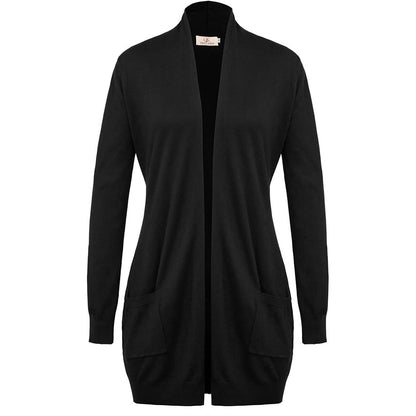Women's Essential Solid Open Front Long Knited Cardigan Sweater