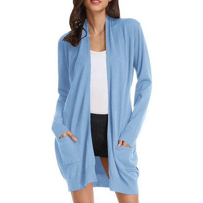 Women's Essential Solid Open Front Long Knited Cardigan Sweater