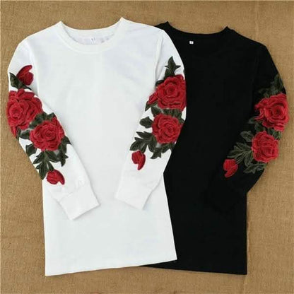 Women's Fashion Embroidery Long Sleeve Sweater Dress