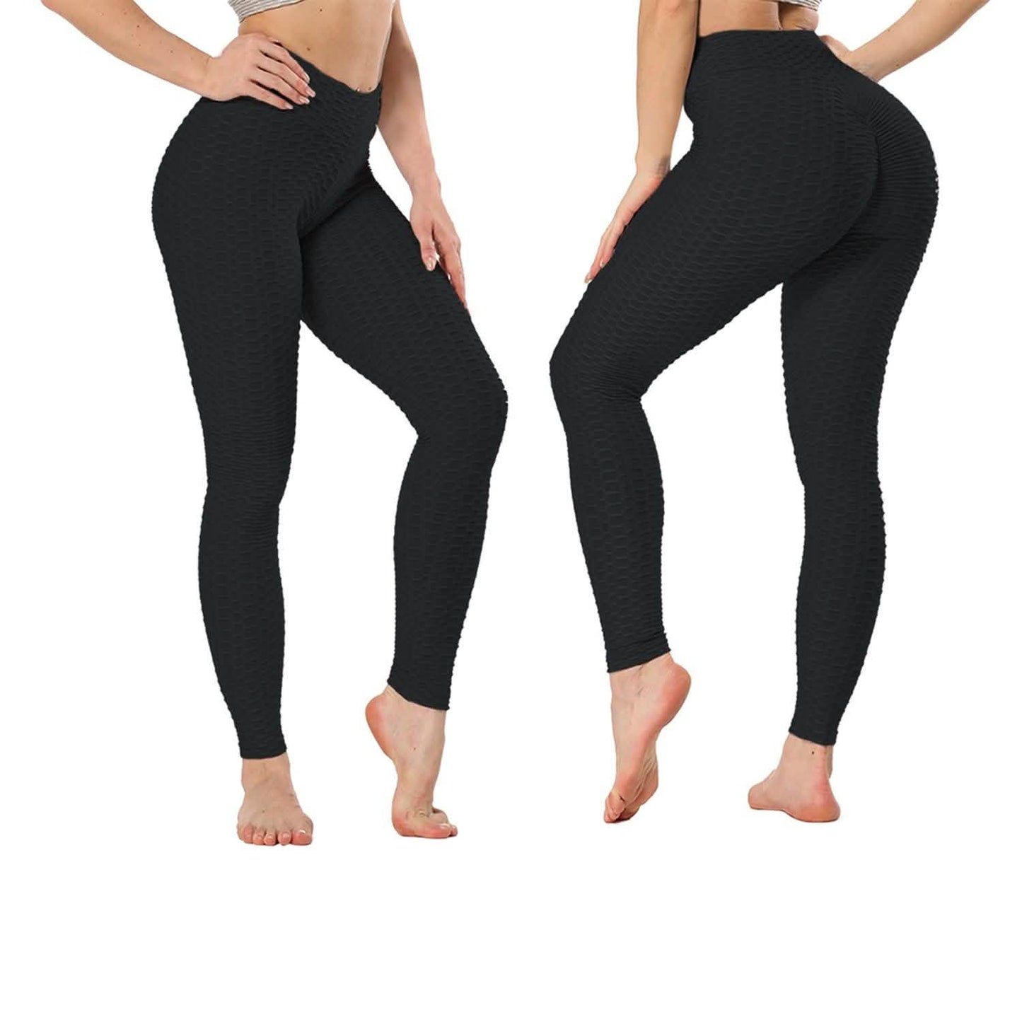 Women's High Waist Textured Butt Lifting Slimming Workout Leggings Tights Pants