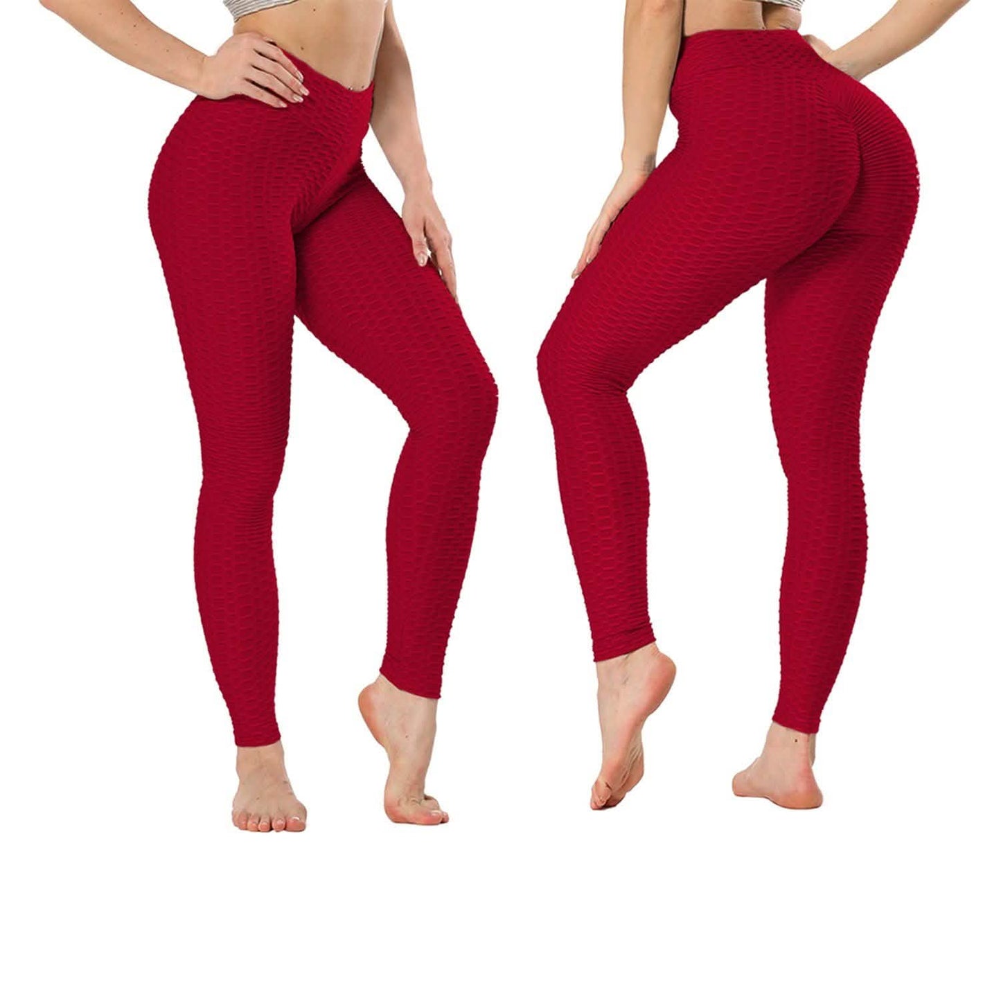 Women's High Waist Textured Butt Lifting Slimming Workout Leggings Tights Pants