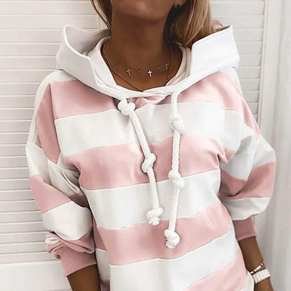 Women's Hoodie Pullover Striped Daily Basic Casual Hoodies