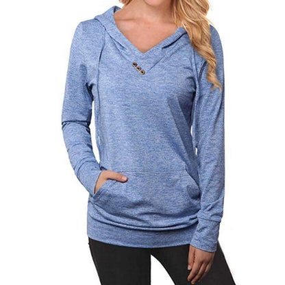 Women's Hoodie Sweatshirt Plain Lace Up Front Pocket