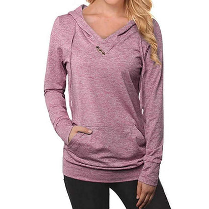 Women's Hoodie Sweatshirt Plain Lace Up Front Pocket