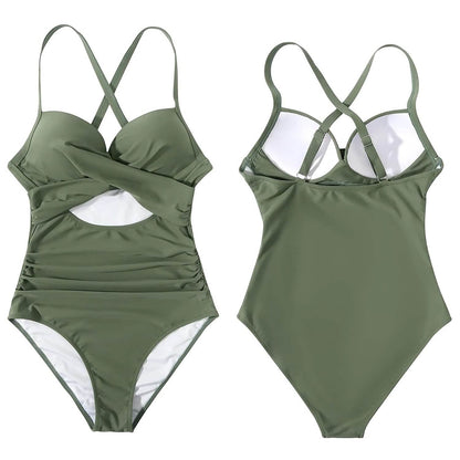 Women's One Piece High Waist Swimwear Tummy Control Cutout