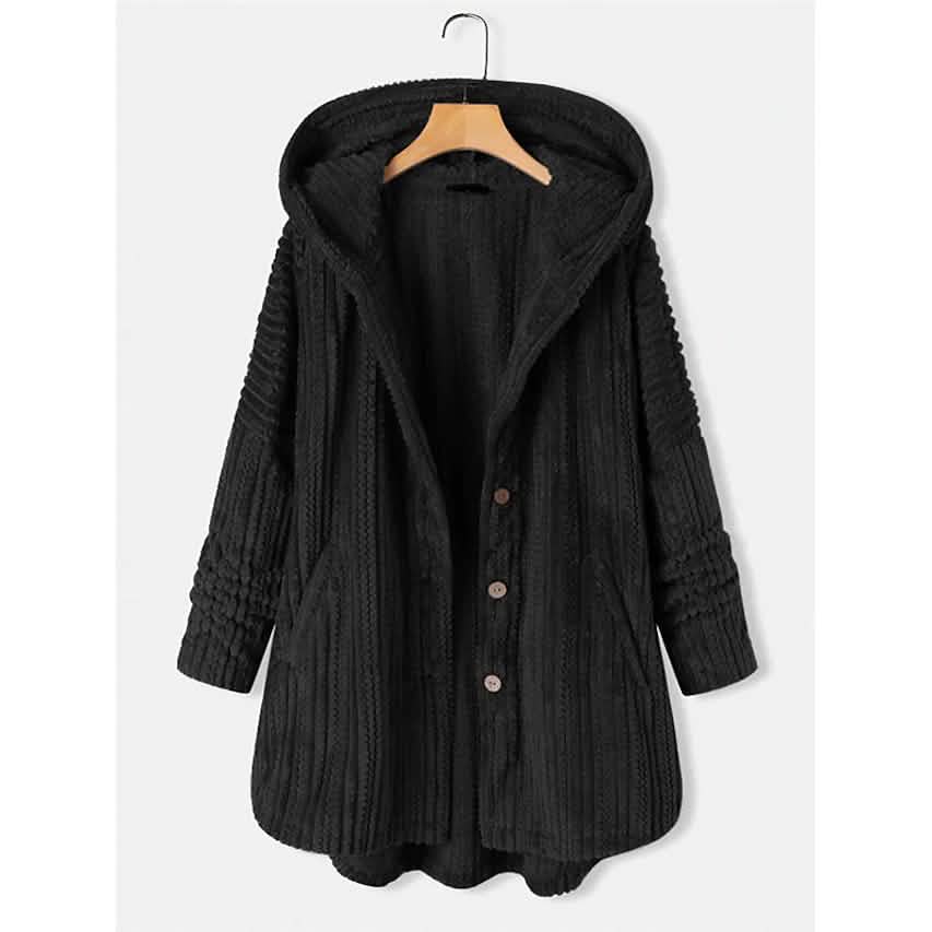 Women's Plus Size Coat Button Pocket