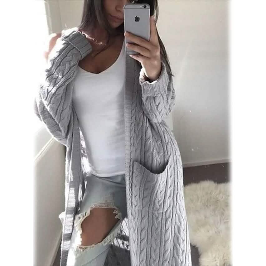 Women's Pocket Knitted Cardigan Sweater