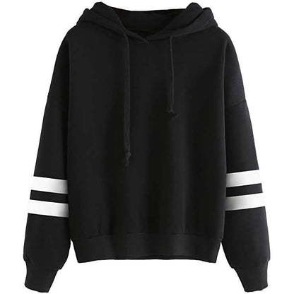 Women's Pullover Fleece Drop Shoulder Striped Hoodie