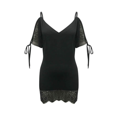 Women's Sexy Lace Satin Mini Dress