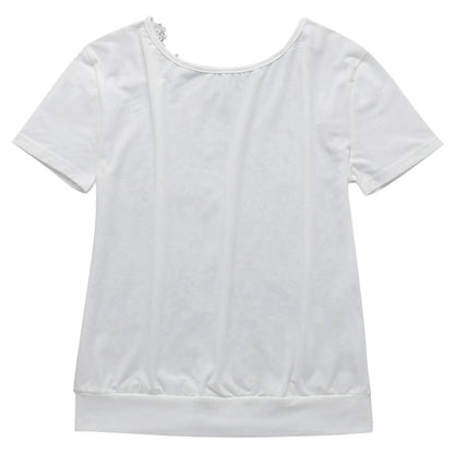 Women's Short Sleeve Back Lace Top Blouse