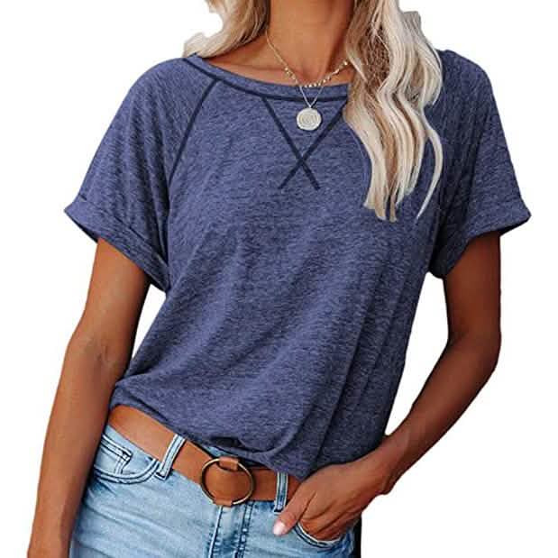 Women's Short Sleeve Raglan Crewneck T Shirts
