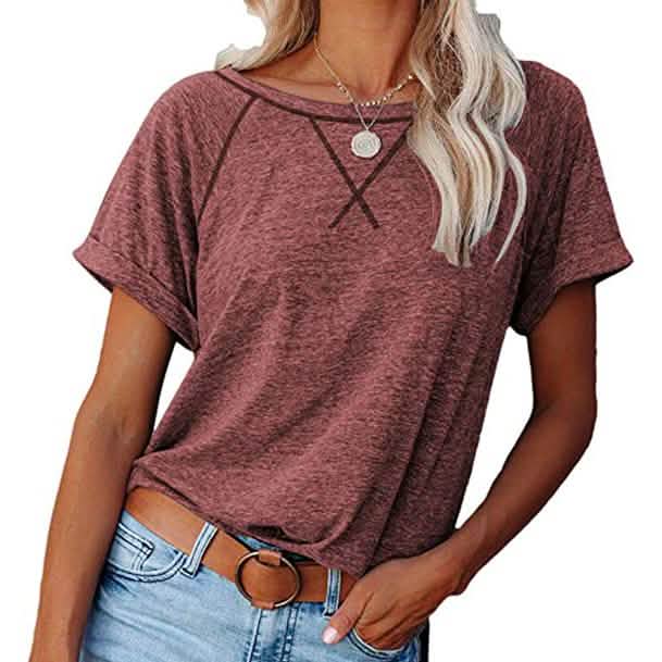 Women's Short Sleeve Raglan Crewneck T Shirts
