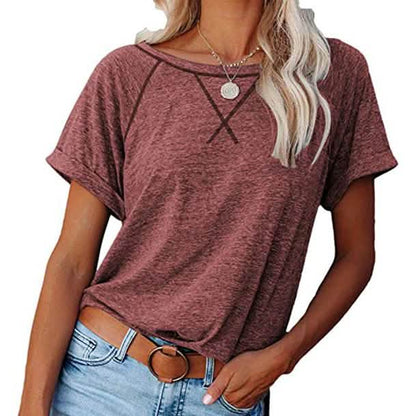 Women's Short Sleeve Raglan Crewneck T Shirts