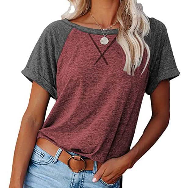 Women's Short Sleeve Raglan Crewneck T Shirts