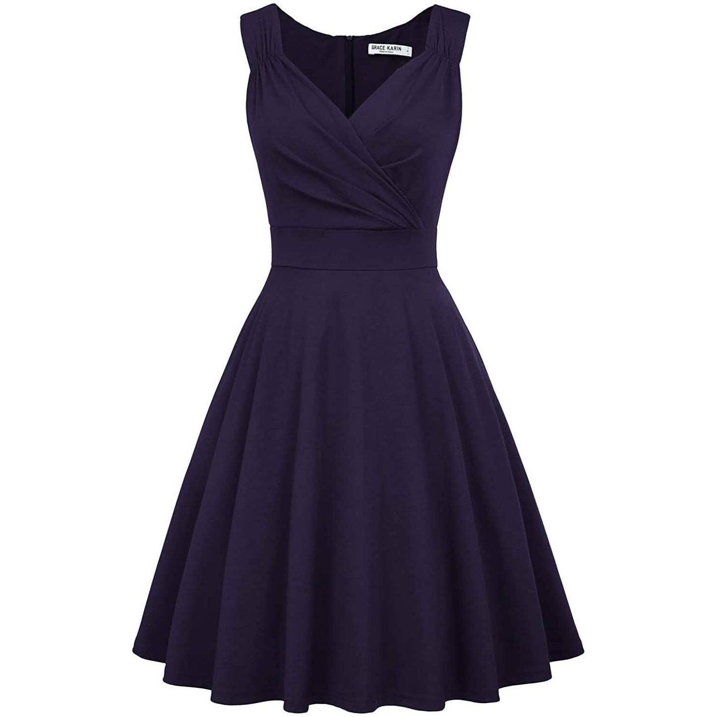 Women's Sleeveless Wrap V-Neck A-line Bridesmaid Cocktail Party Dress