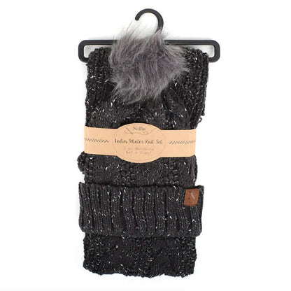 Women's Speckled Knit Hat and Infinity Scarf Set