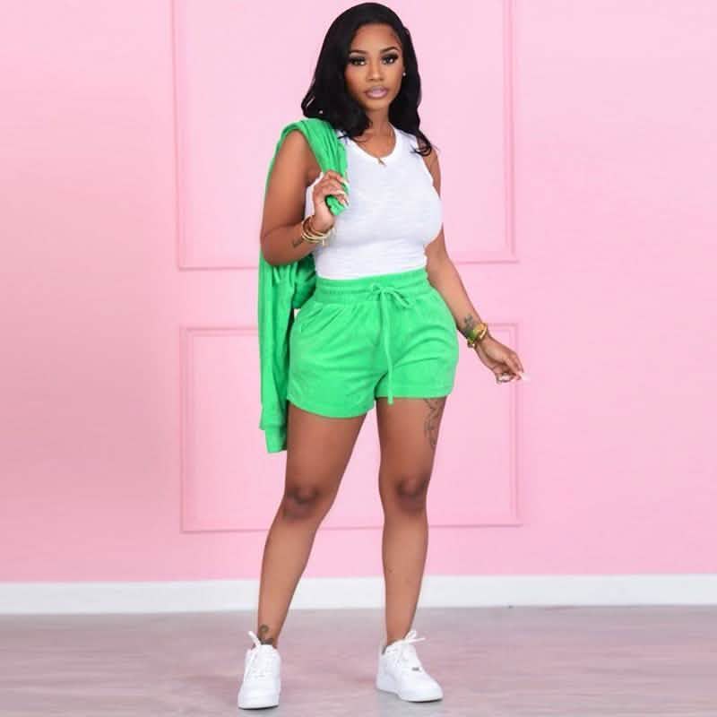 Women's Tracksuits Casual Sportswear Neon Two-Piece Short Sets