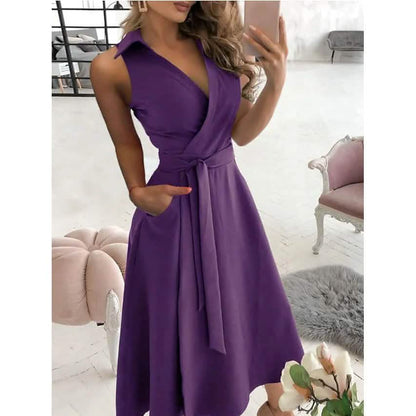 Women's V-Neck Sleeveless Long Dress